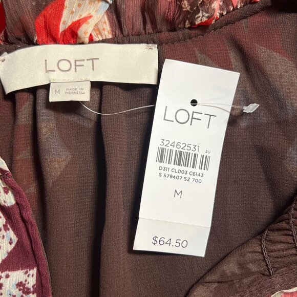 NWT Western Aztec Brown Country Rustic High Neck Top Ruffle Flowy Loose Medium - Picture 6 of 10